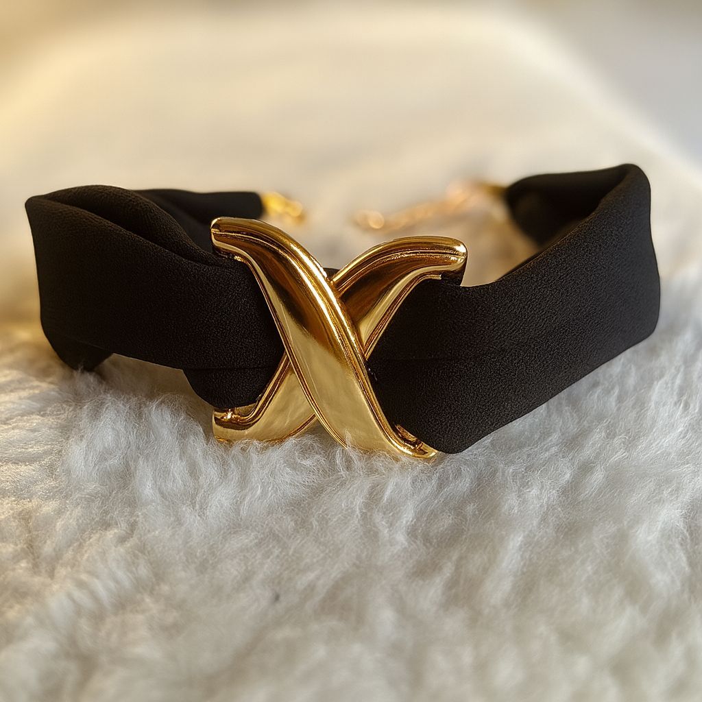 Choker gargantilha de tecido com pingente - ajustável