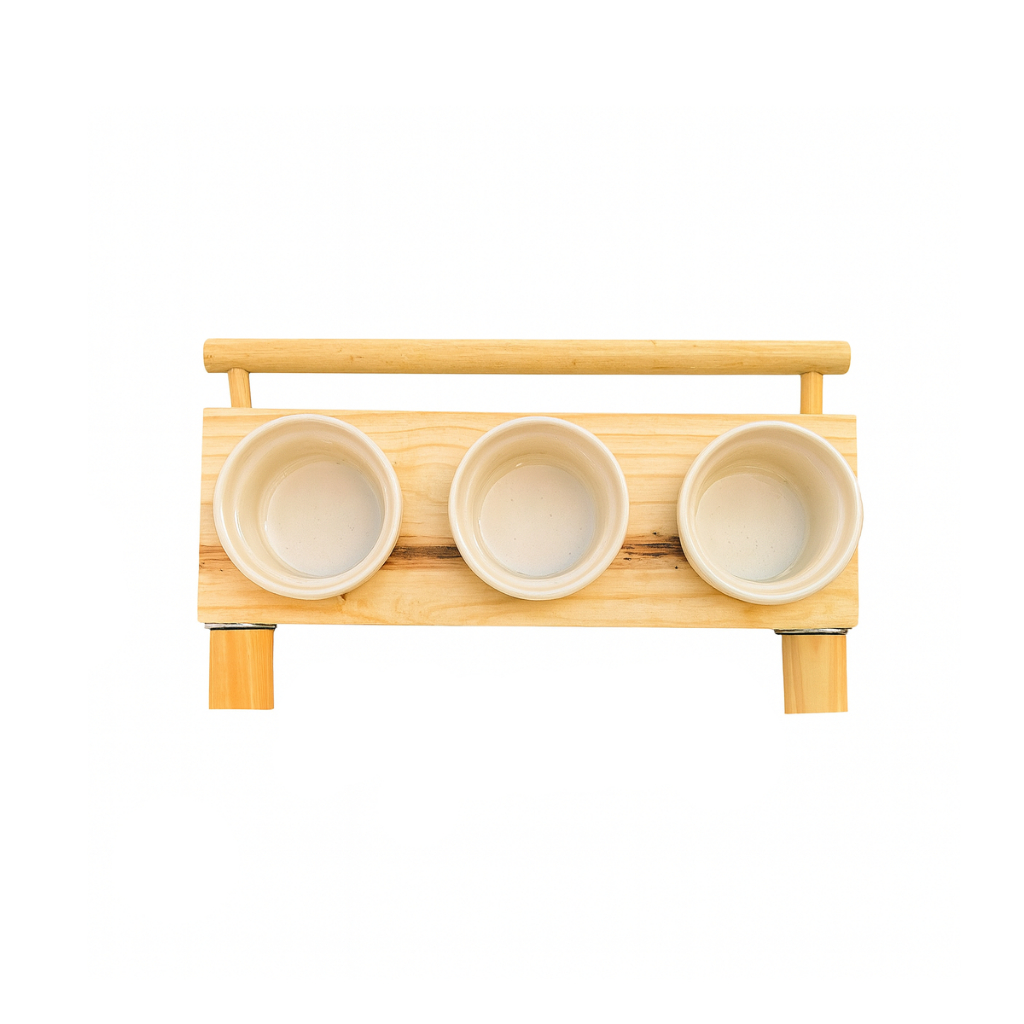 Comedouro madeira natural varios tamanhos para Calopsita, Periquito, Agapornis, Ring Neck