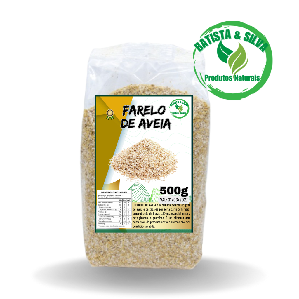 FARELO DE AVEIA 500g - Fonte de Fibras Vegano Alta Qualidade (Rico em vitaminas E, K, B1, B2, B3 e B6.)