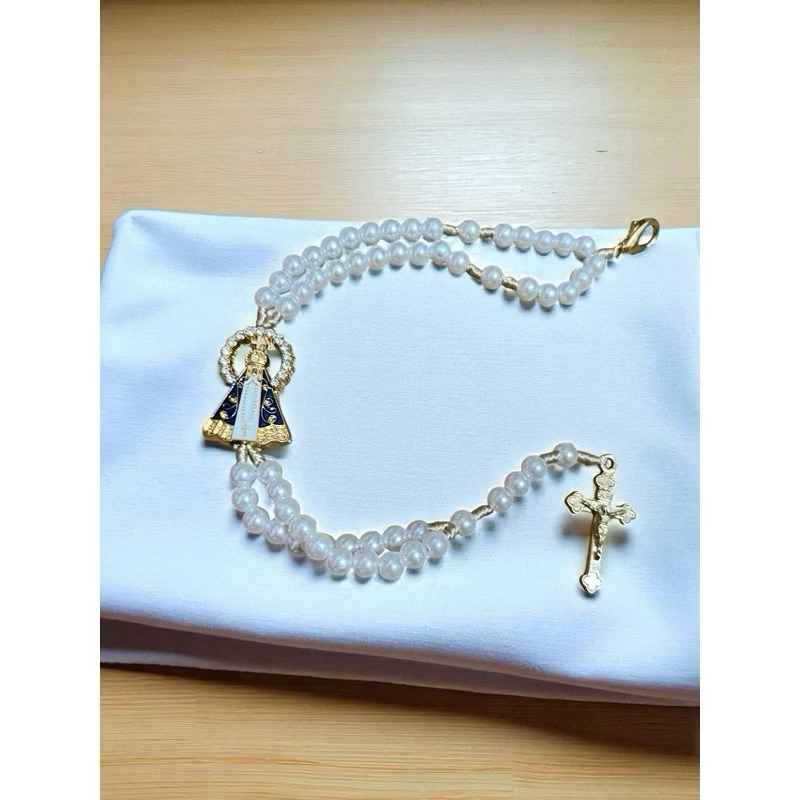 Terço Pulseira Nossa Senhora Aparecida Dourado em Oferta na Shopee