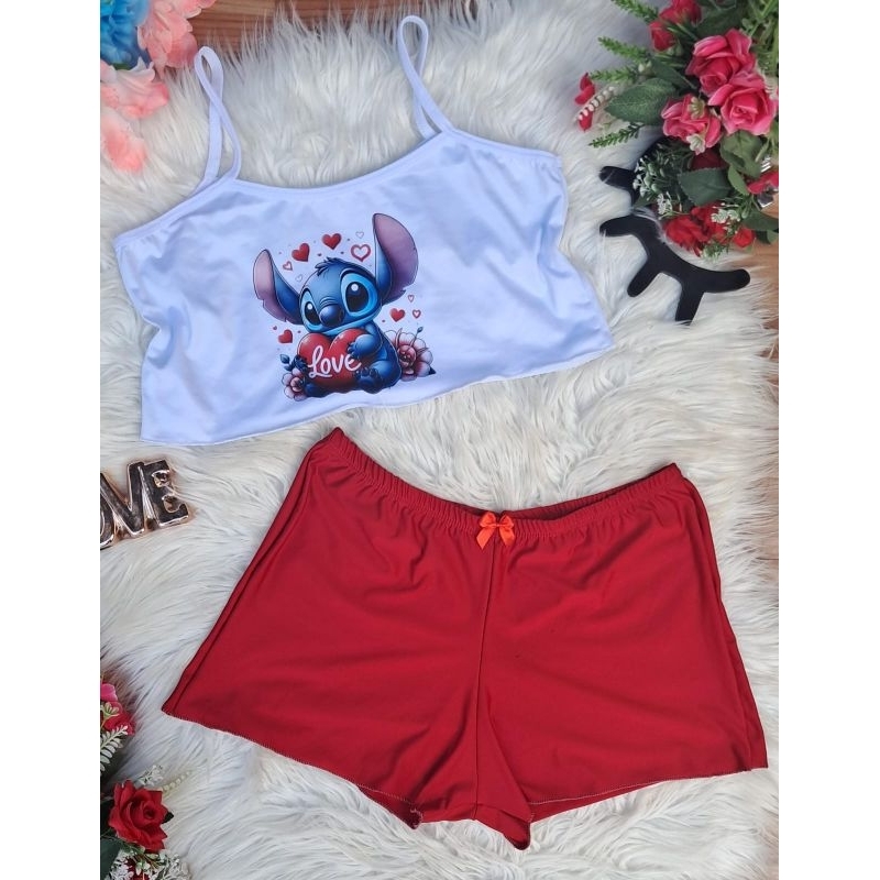 kit 2 conjunto de baby doll Pijama  virgínia roupa para dormi em Oferta na Shopee