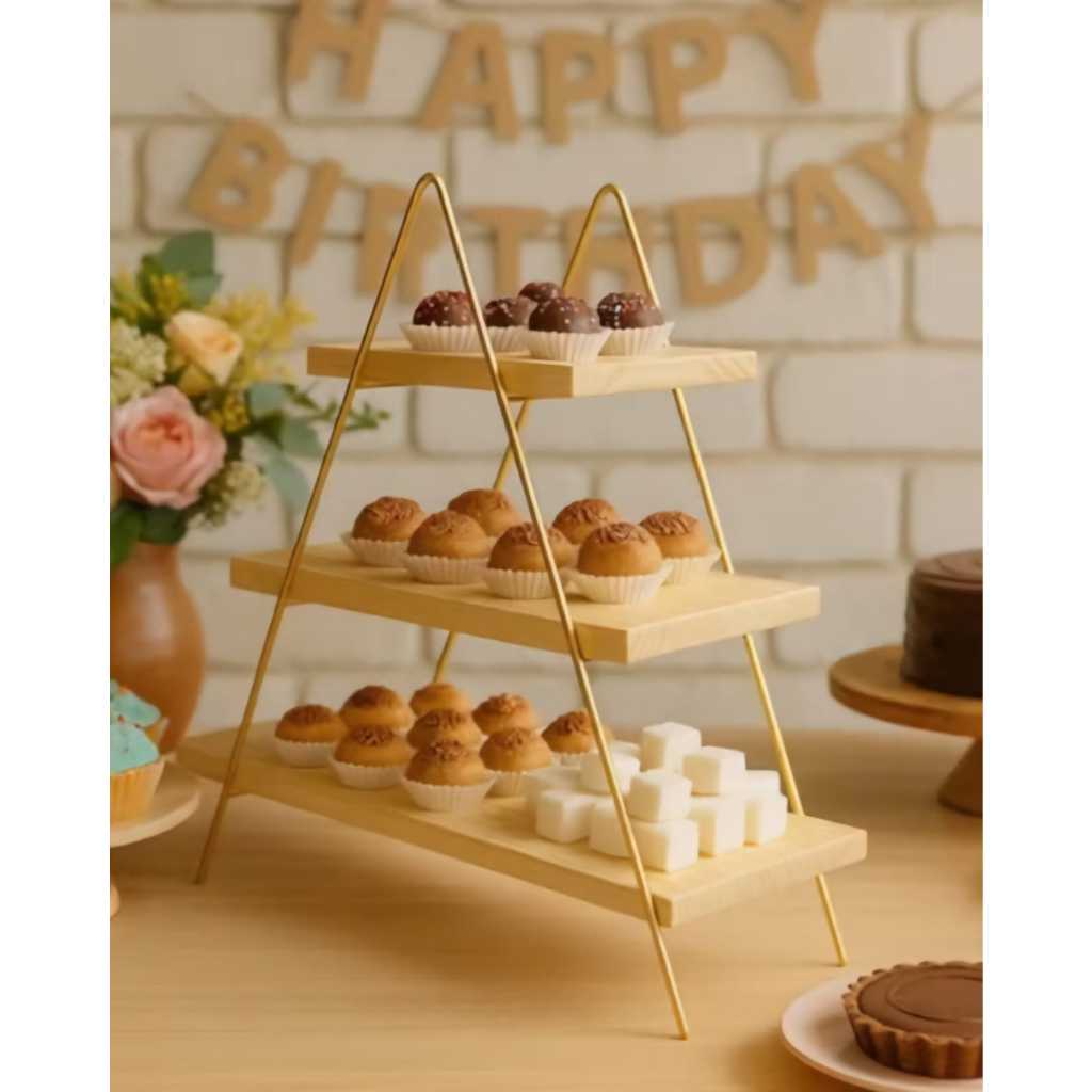 Doceira Escada 3 Andares Ferro E Madeira Pinus Suporte Para Doces Cupcakes Decoração Festa em Oferta na Shopee