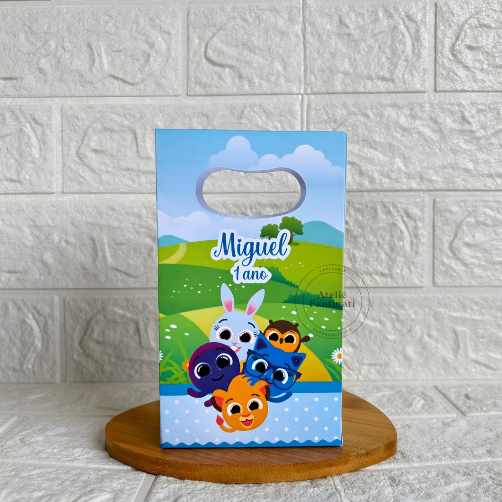 PEGUE E MONTE - Sacolinha Surpresa Personalizada Bolofofos Menino - Tamanho PP-Festa Infantil-Aniversário – Lembrancinha