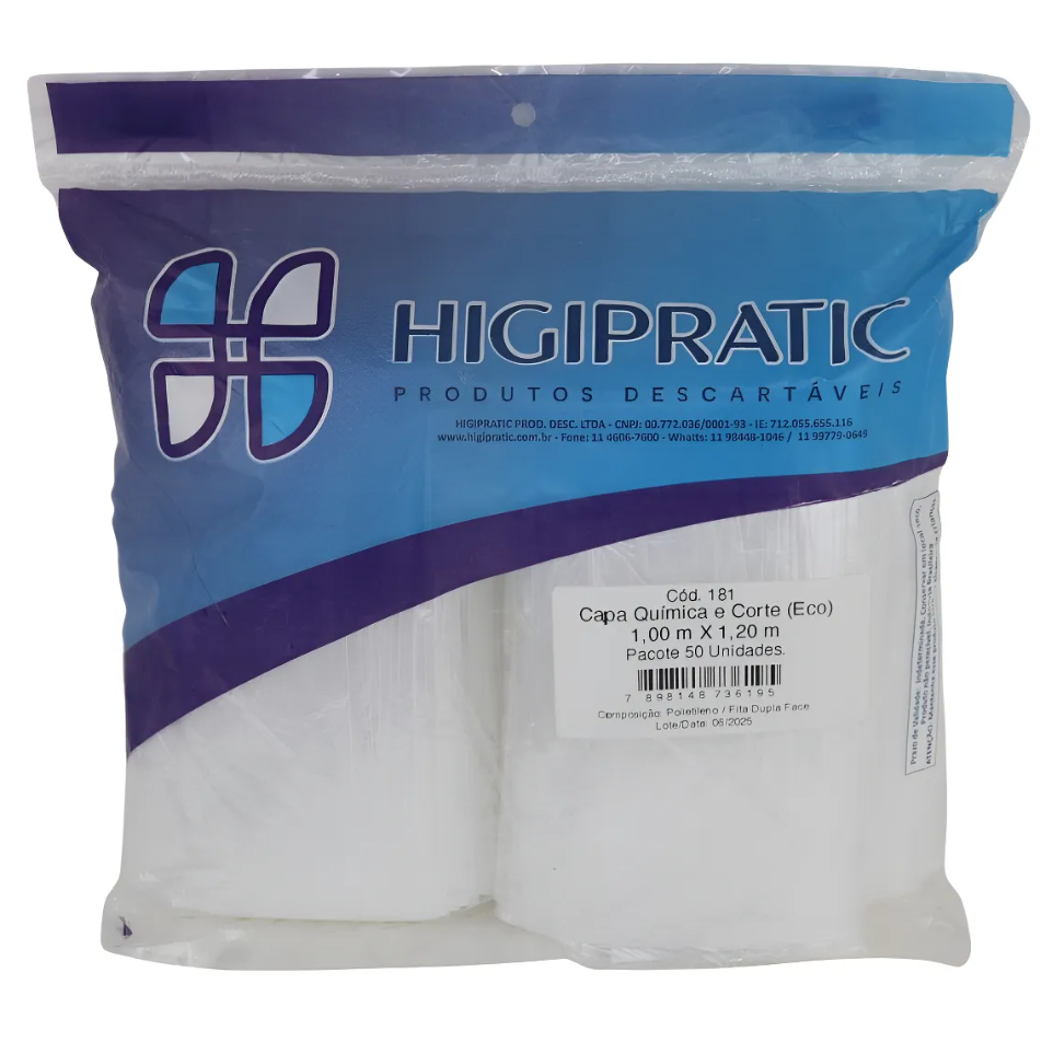 Capa descartável para química e corte Higipratic - 50 unidades