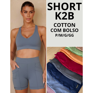 Short K2b Feminino Com Bolso Academia Caminhada Tecido Grosso em Oferta na Shopee