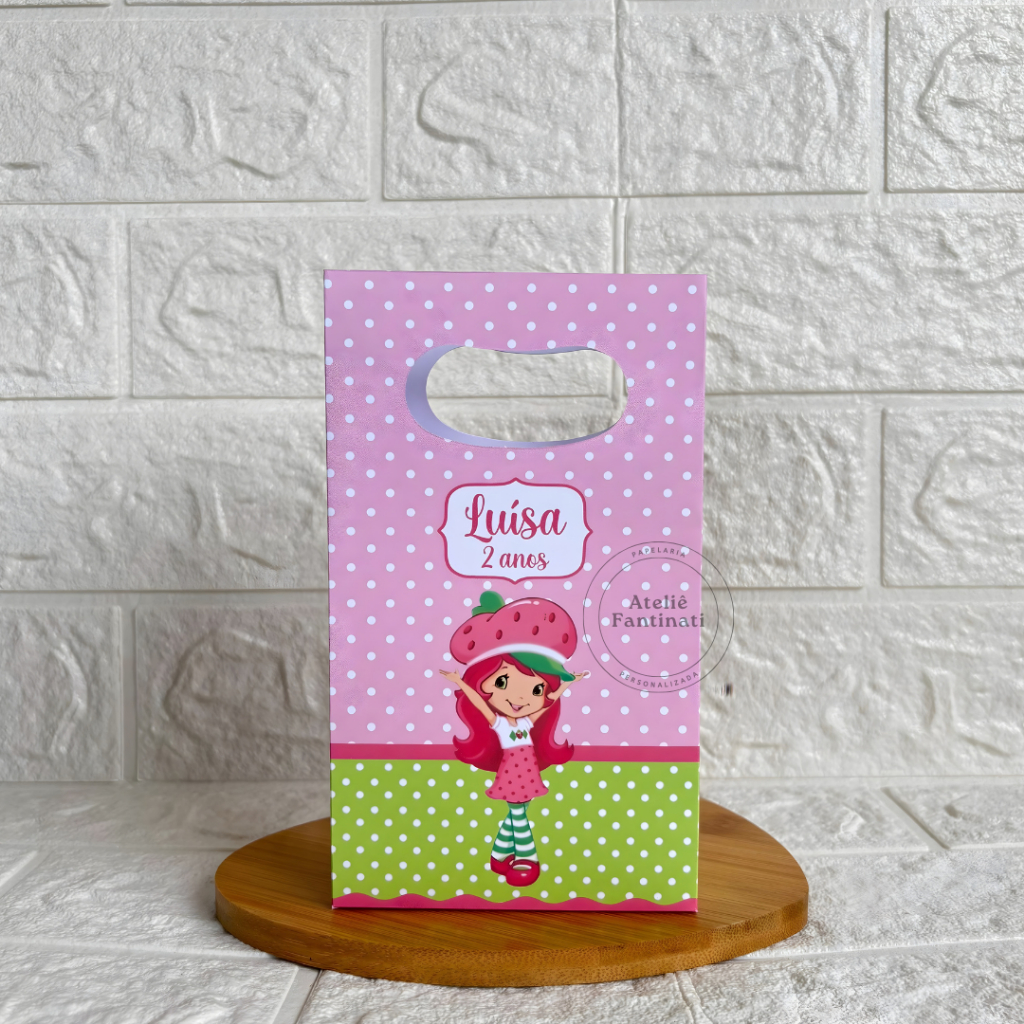 PEGUE E MONTE - Sacolinha Surpresa Personalizada Moranguinho - Tamanho PP - Festa Infantil - Aniversário – Lembrancinha