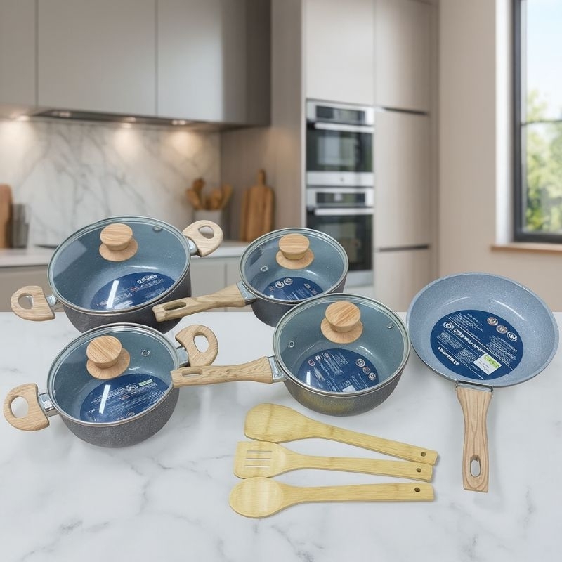 Conjunto de Panelas Antiaderentes 8 Peças | Kit Jogo de Panelas Antiaderente