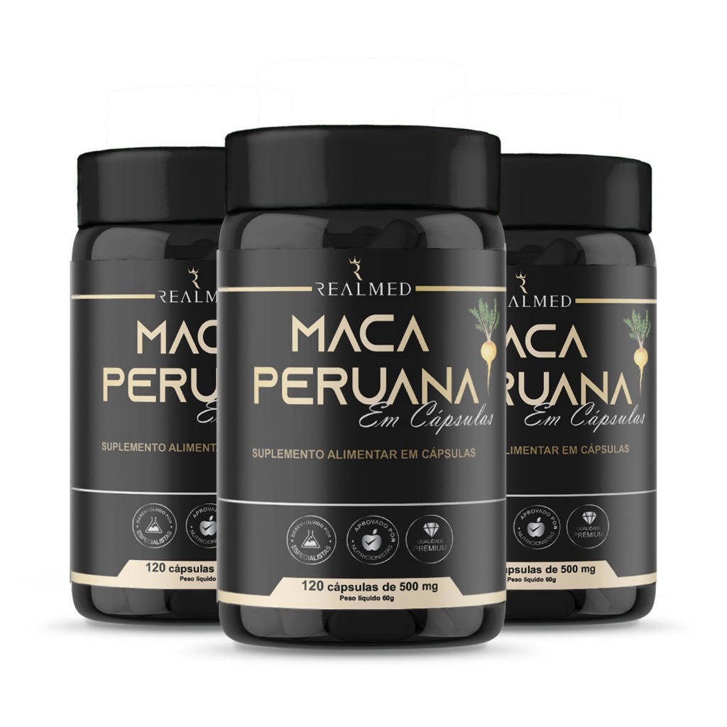 Kit Com 3 Maca Peruana 120 Cápsulas 500mg