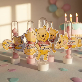 50 Tags Apliques Tubetes Para Doces Ursinho Pooh Baby em Oferta na Shopee