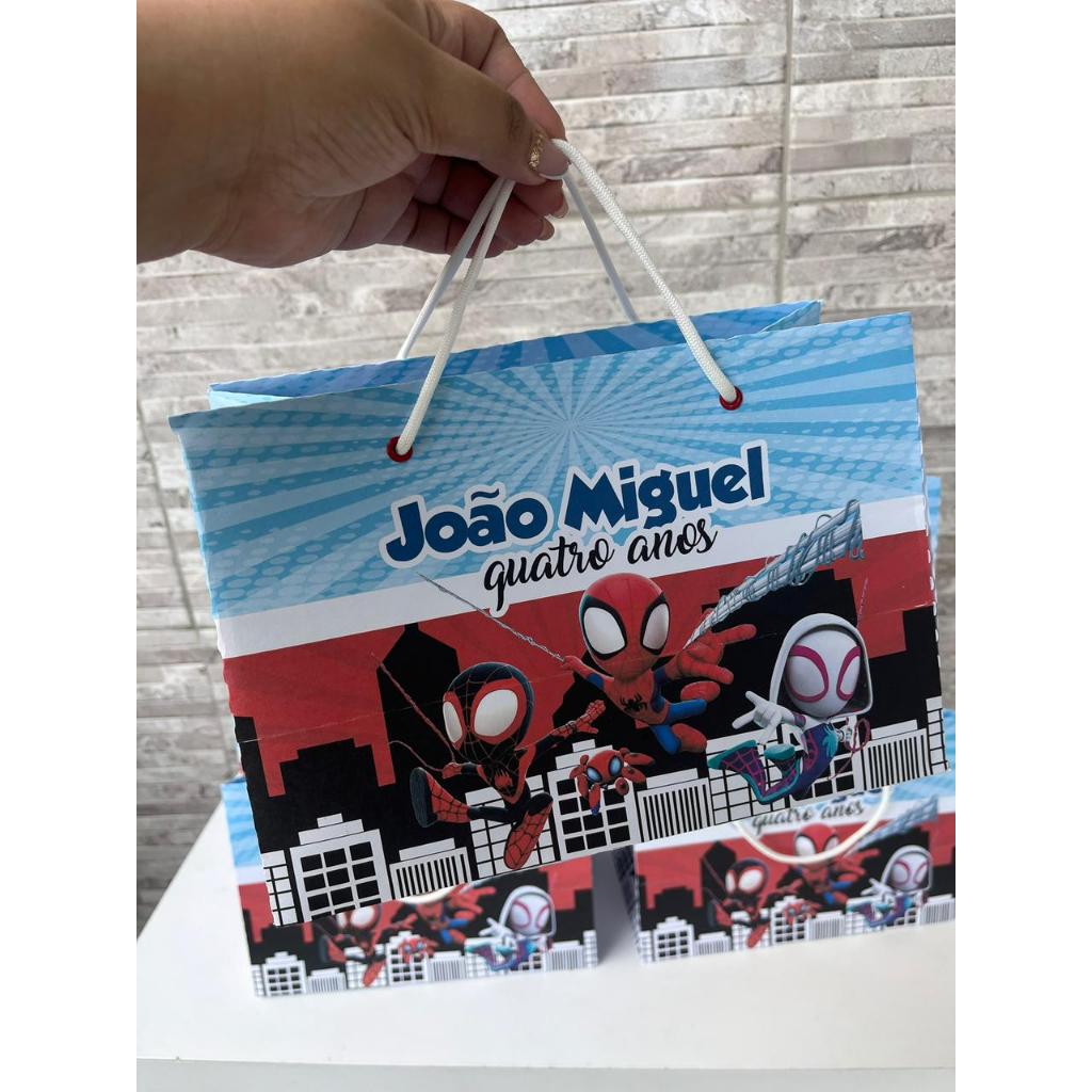 SACOLINHA SURPRESA TAMANHO M - LEMBRANCINHA DE ANIVERSÁRIO INFANTIL - SPIDEY E SEUS AMIGOS (FAZEMOS TODOS OS TEMAS)