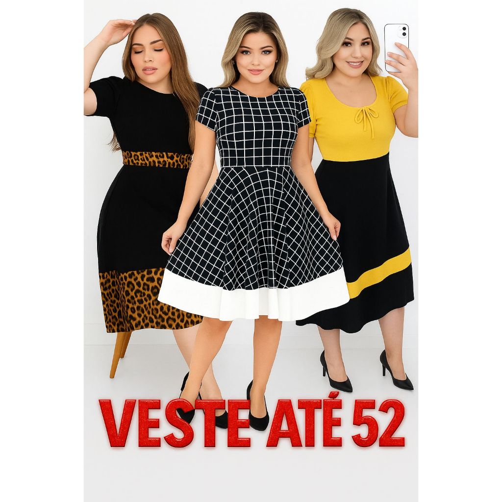 Vestido Moda Evangélica Brás Cristã Elegante Soltinho Babado Oncinha Fardamento ( M ao xxg) Midi Plus Size Rodado Midi