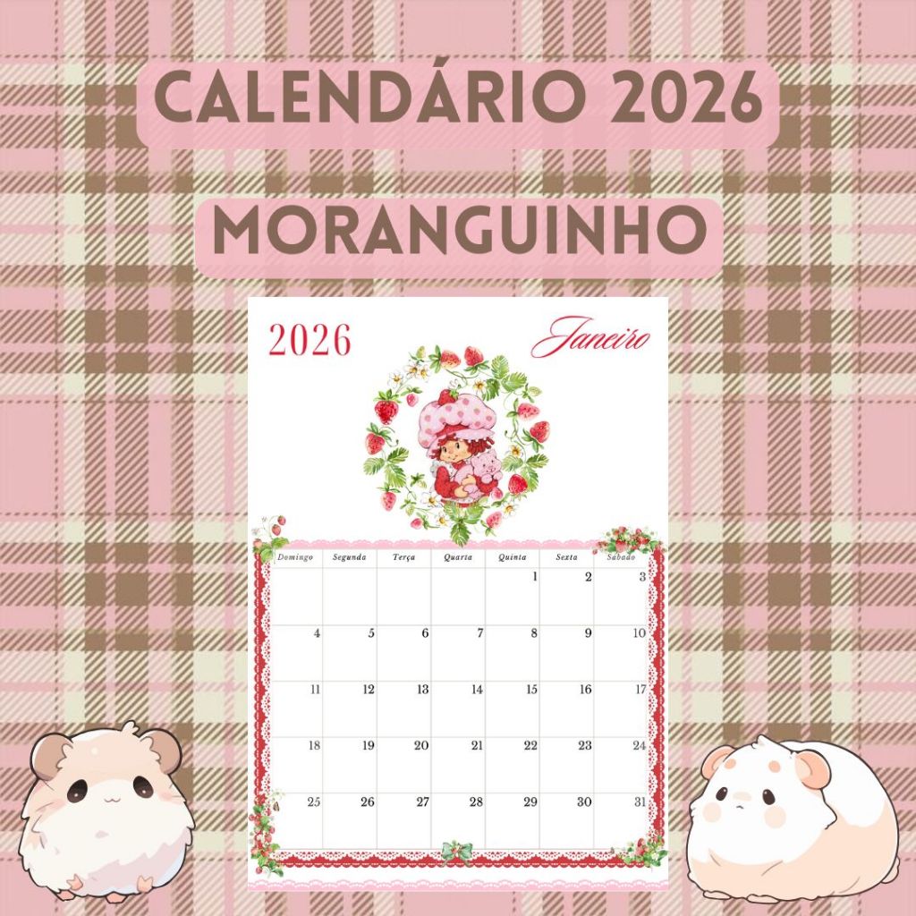 Calendário 2026 Moranguinho Strawberry Shortcake A5