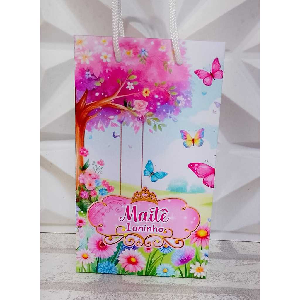 Sacolinha Personalizada JARDIM ENCANTADO Aniversário Infantil Mimos e Lembrancinhas para Festa KIT PEGUE E MONTE