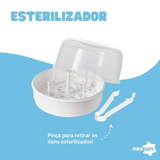 ESTERILIZADOR COM PINÇA A VAPOR PARA MICROONDAS MAMADEIRAS NEOPAN em Oferta na Shopee