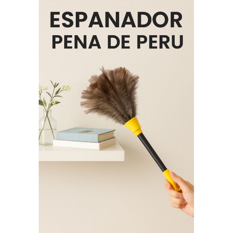 Espanador de pó Pena de Peru 32cm Multiuso Limpeza e Poeira