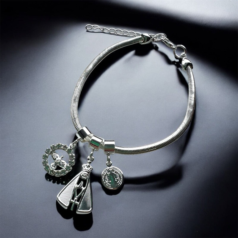 Pulseira Folheada Prata Berloque Nossa Senhora Aparecida Espirito Santo São Bento Acessórios Feminino em Oferta na Shopee