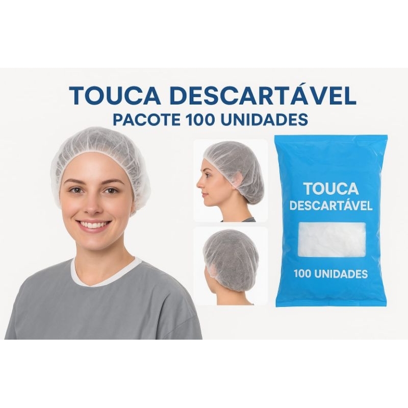 Touca Branca TNT Sanfonada - 100 Unidades
