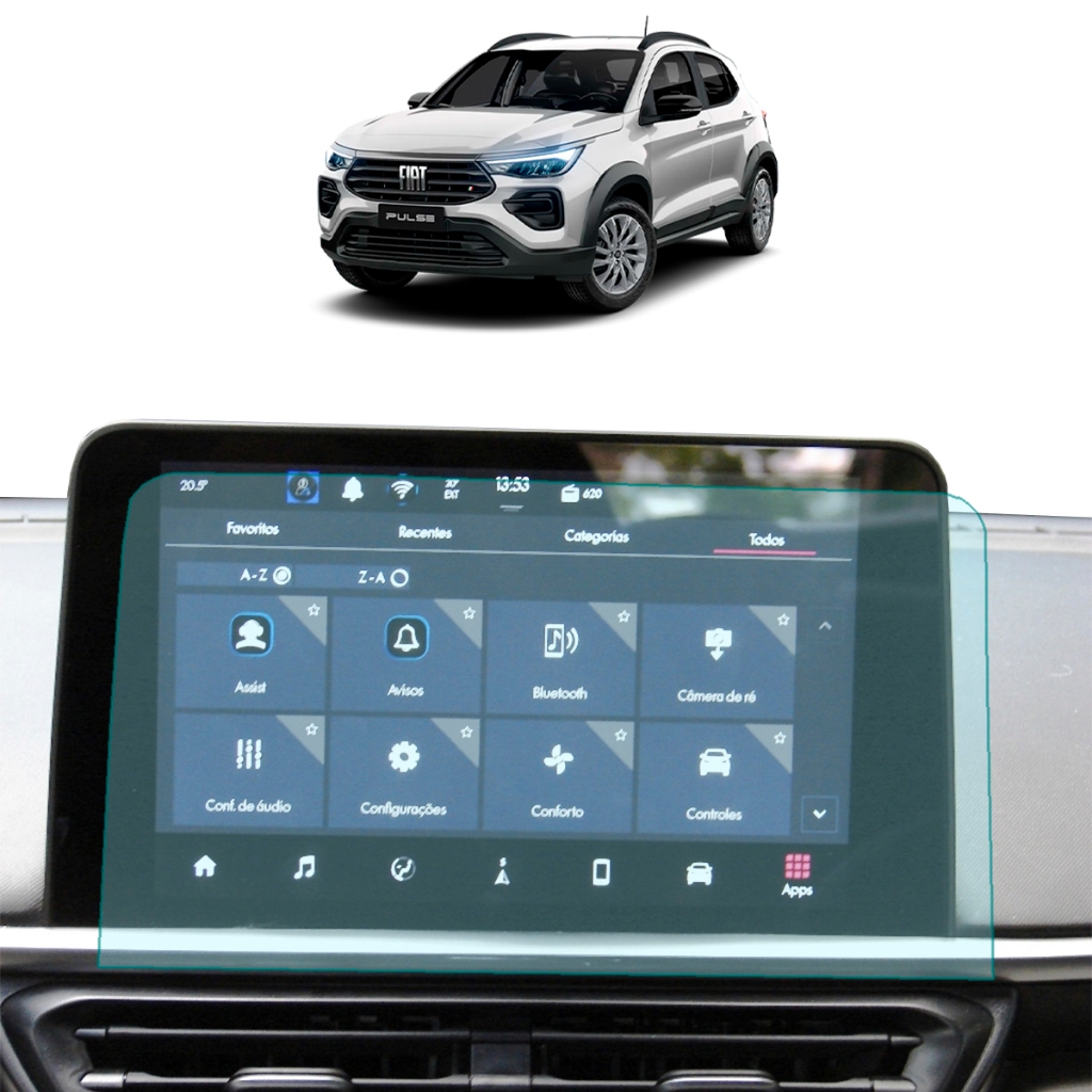 Pelicula protetora de Hidrogel TPU para Multimidia Fiat Abarth Pulse (2022 até 2026) - Tela 10.1 Polegadas