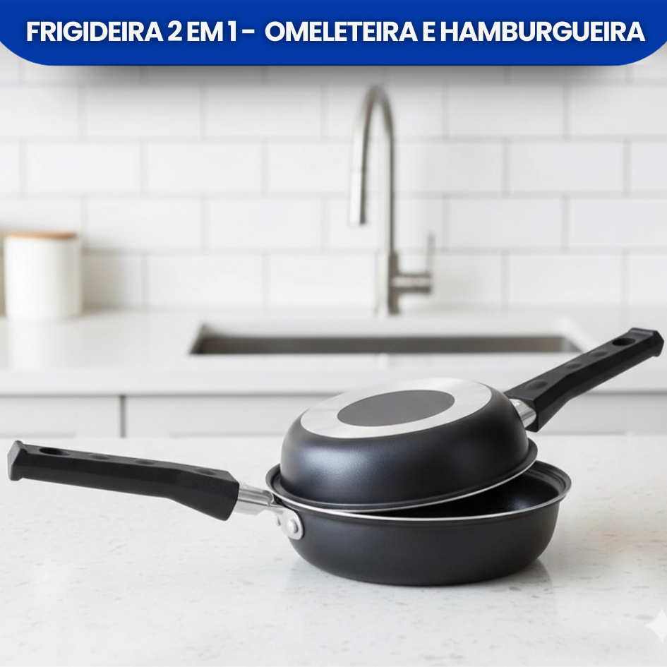 Frigideira Dupla Omeleteira Antiaderente Hamburgueira Panquequeira Ovo Panqueca Batata Rosti Cozinha