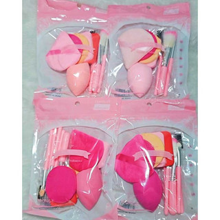 Kit 10 Peças de Maquiagem – Pincéis + Esponjas