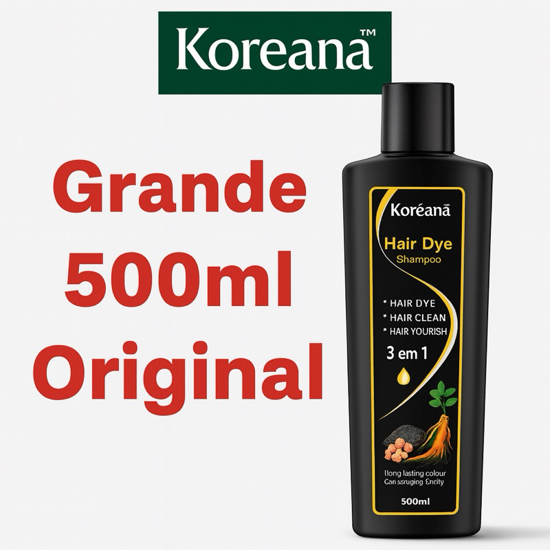 Shampoo Tonalizante Preto Grande 500ml – Tintura Preta Sem Amônia e Brilho Imediato