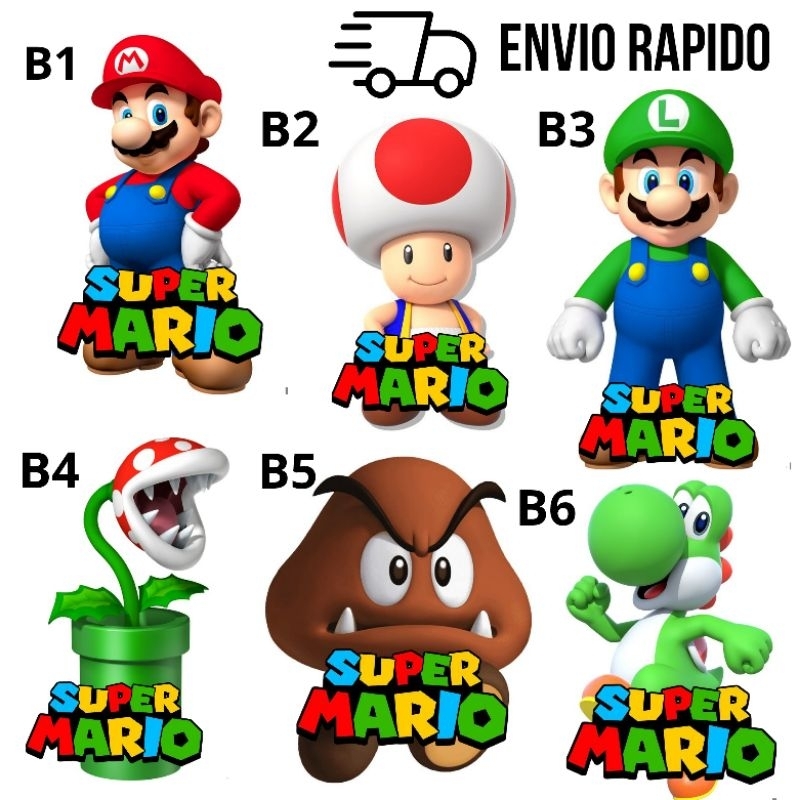 Kit Display Super Mario 6 Peças 20cm MDF | Mario – Decoração Festa Infantil em Oferta na Shopee