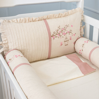 Kit Berço Americano Linho Luxo Rose Flores Jardim 100% Algodão Menina Bordado Enxoval de Bebê em Oferta na Shopee