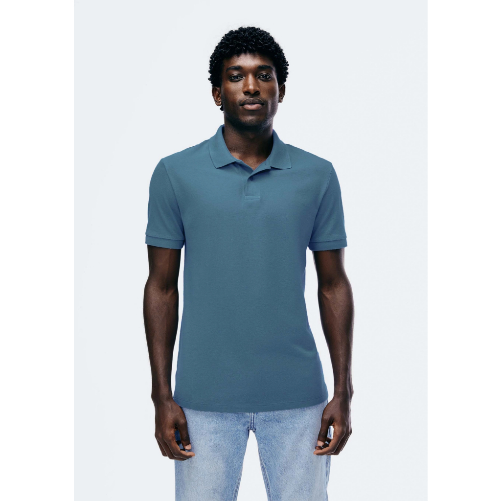 Camisa polo básica masculina em piquet (Azul) Camiseta HERING