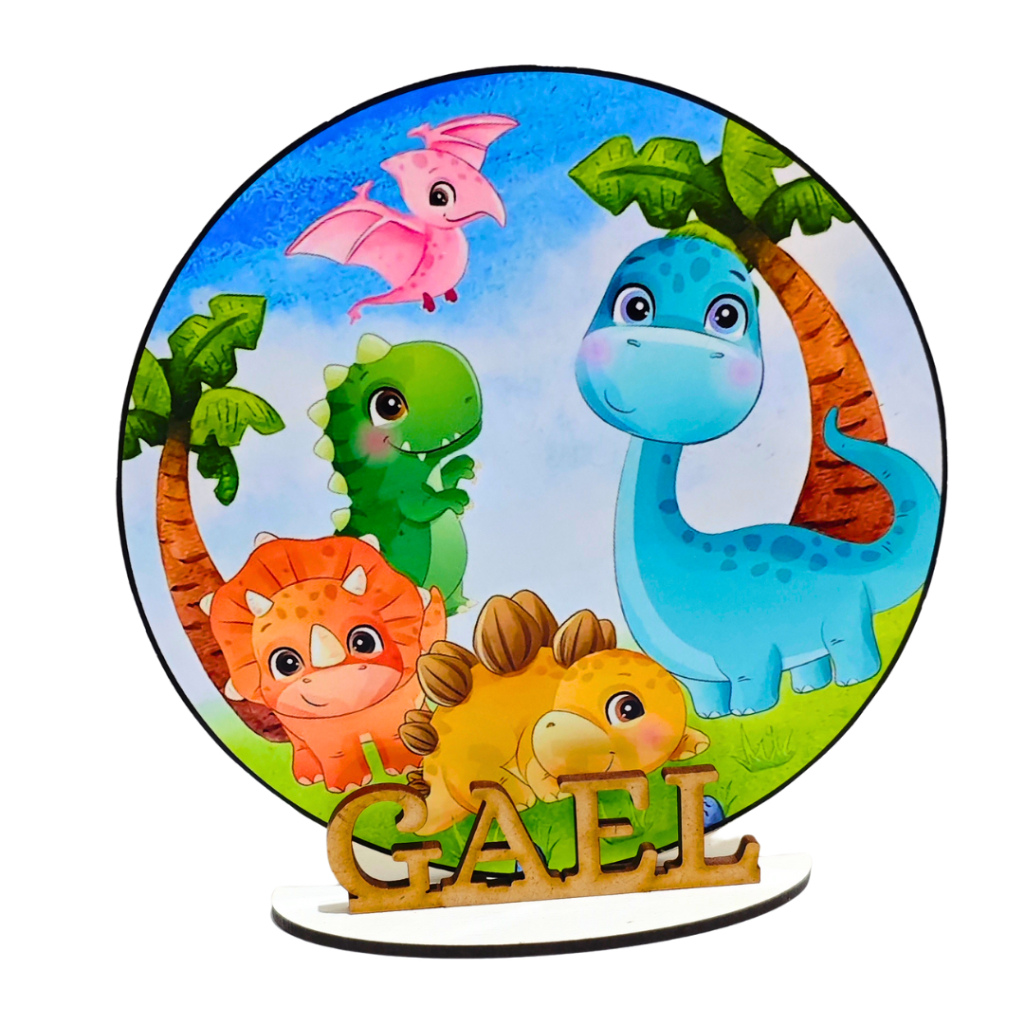 Centro de Mesa Dinossauro Baby Lembrancinha em MDF Personalizado Festa Aniversário Mesversário