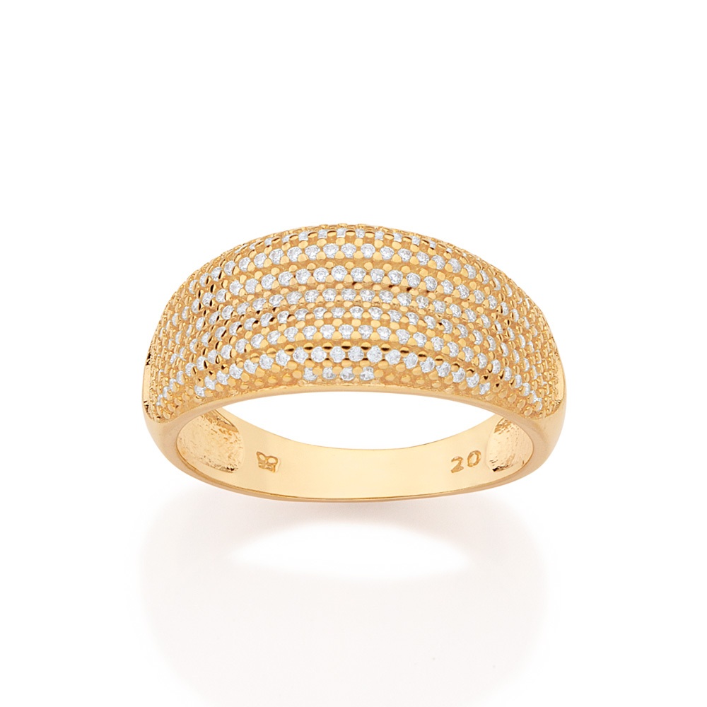 Anel Rommanel Pavê com Zircônias Banhado a Ouro 18k - 513600