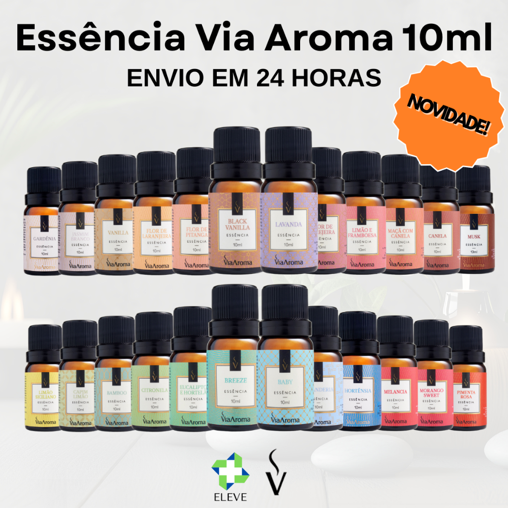 Imagem Essência Via Aroma Clássica Para Aromatizador Difusor 10ml Diversos Aromas