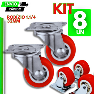 Kit 8 Rodízio Rodinha 1.1/4 - 32mm Roda Reforçada Placa Giratório Altas Cargas Moveis Sinuca Raque em Oferta na Shopee