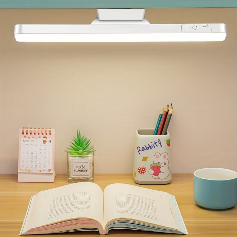 Luminária de mesa magnética LED recarregável via USB - 3 cores com controles de toque para proteção dos olhos.