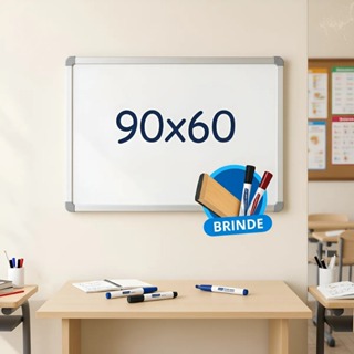 Lousa Quadro Branco Mold Aluminizado 90x60 C/ Brinde Canetão +Apagador em Oferta na Shopee