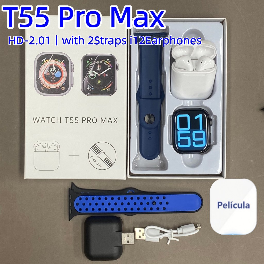 Smart Watch T55 Pro Max Smartwatch Magnetic charging i8 Ultra Digital Male Female Watch NFC Calculator
