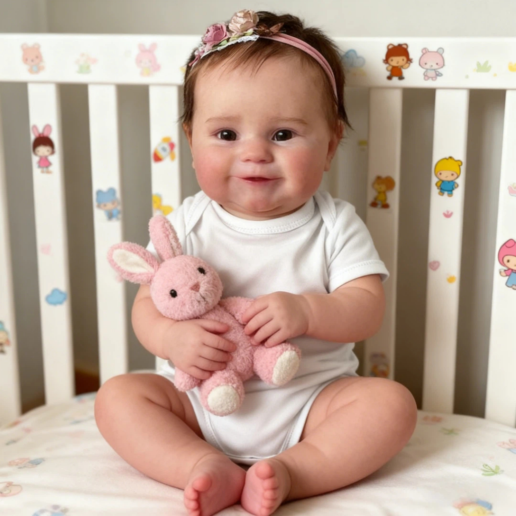Brastoy Bebê Reborn Menina Silicone Boneca 48cm Maddie Pintada Realista Olho Castanho