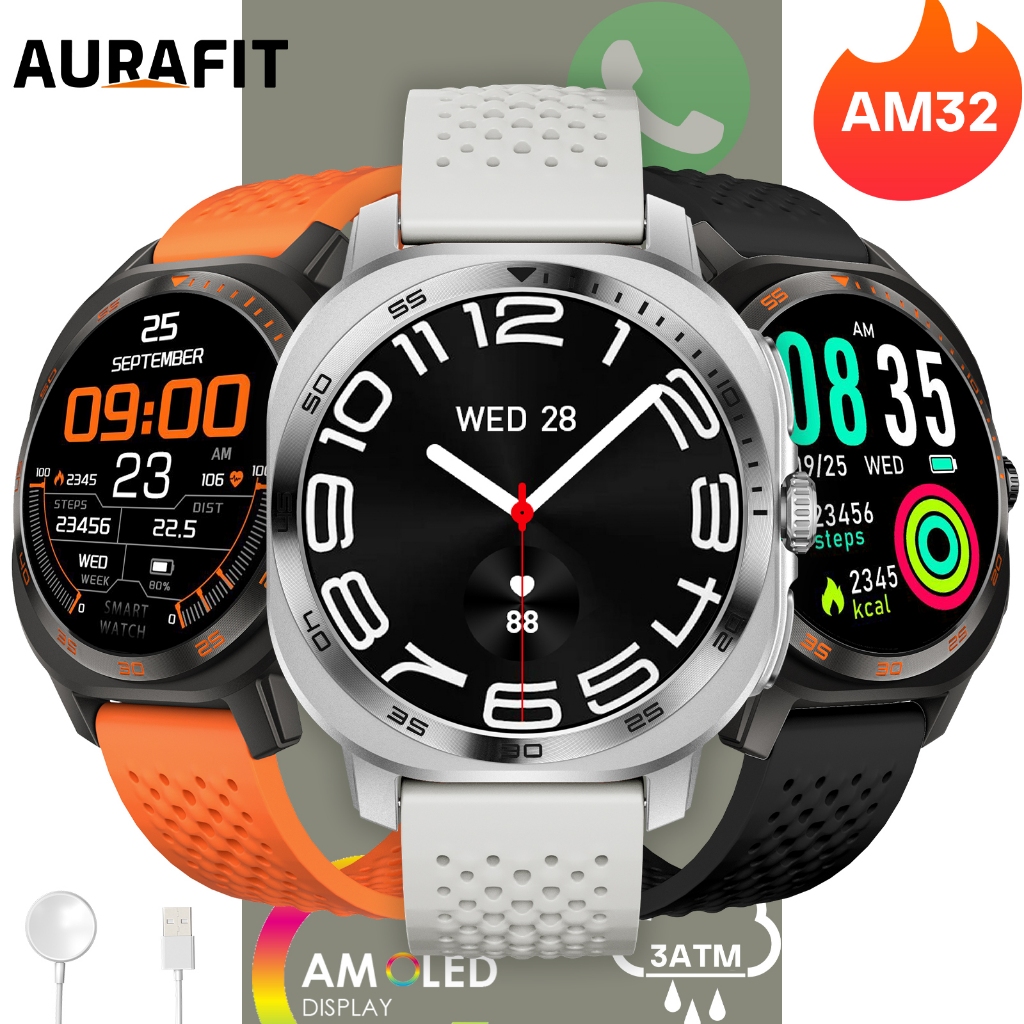 Relógio inteligente AURAFIT NEXA 3, AMOLED 1.43", 3ATM,Modos Esportivos,Monitor Saúde,tem Strava iOS