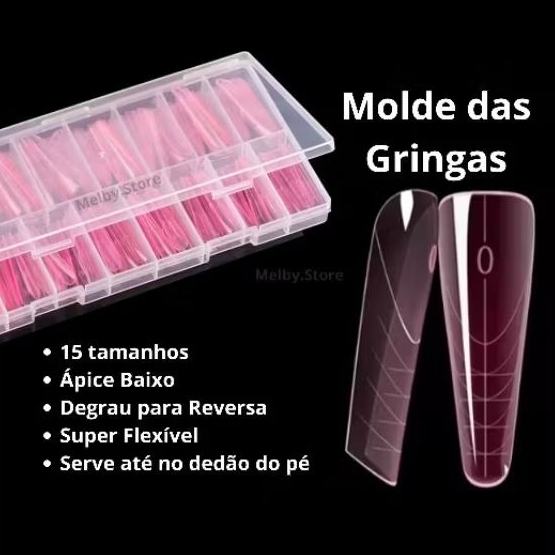 Molde das Gringas Molde f1 Mandorla 14 tamanhos colorido ápice baixo unha gel Curvatura C em Oferta na Shopee