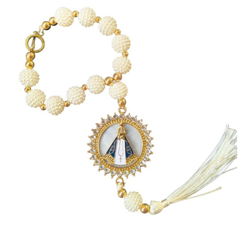 Terço Dezenas para Carro Retrovisor com Imagem de Nossa Senhora Aparecida 27cm em Oferta na Shopee