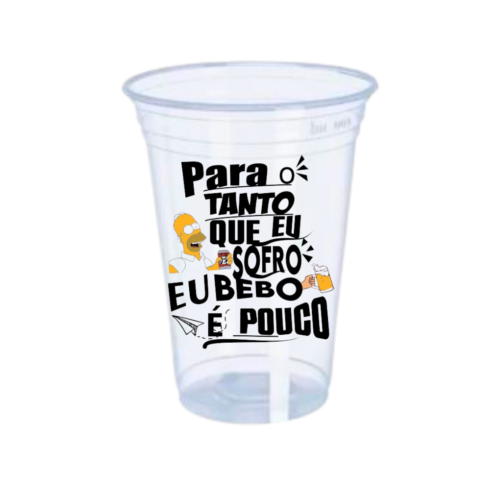 Copo Plástico Personalizado 400ml com 50 unidades. Frase, tema, logo, aniversário, evento, etc