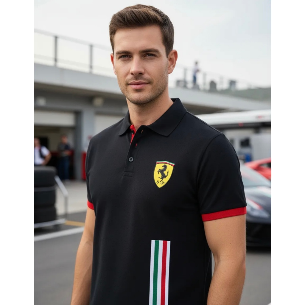 Camiseta polo Ferrari 100% algodão