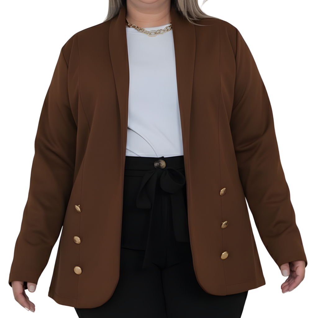 Moda Curvas | Blazer Alfaiataria Plus Size Feminino Max | Comfort