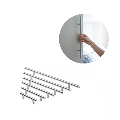 (6 com unidades) Puxador haste redonda metal inox grande guarda roupa tamanho total 60cm ou 70cm