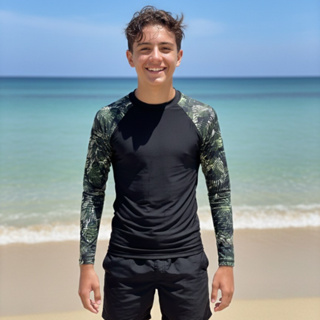 Blusa Menino Adolescente Manga Estampada Praia e Piscina Proteção UV50+ 15-ME em Oferta na Shopee