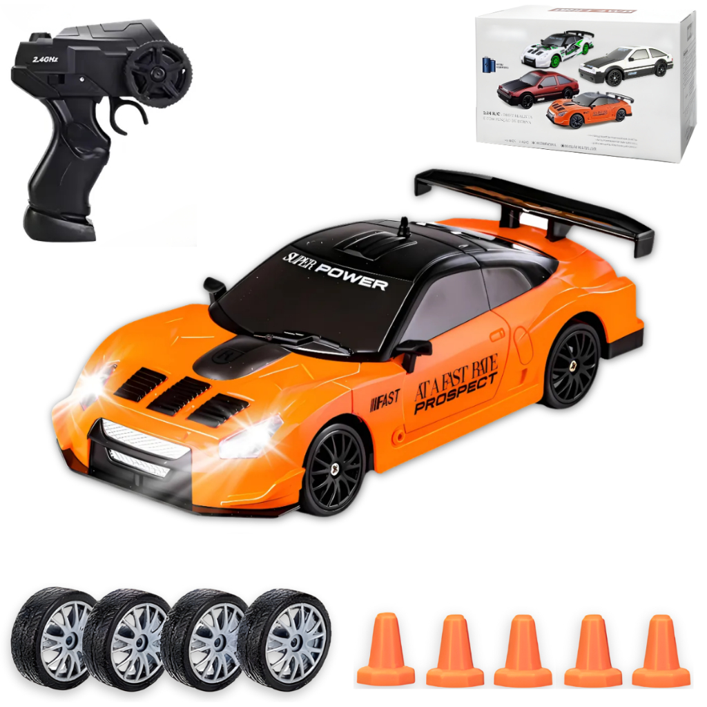 Carrinho Drift Controle Remoto Brinquedo Menino Farol Funcional Infantil + Acessórios Presente Natal em Oferta na Shopee