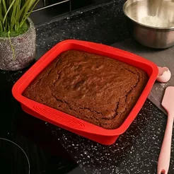 Forma Para Brownie Bolo Quadrada 24cm Em Silicone Antiaderente