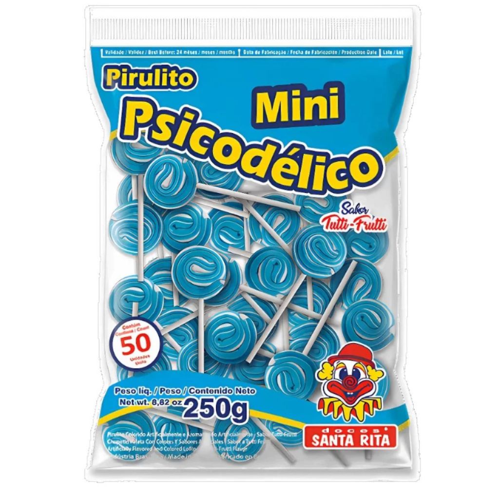 Pirulito Mini Psicodélico Azul 250g Santa Rita