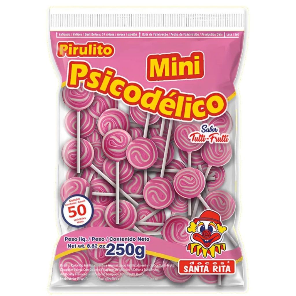 Pirulito Mini Psicodélico Rosa 250g Santa Rita em Oferta na Shopee