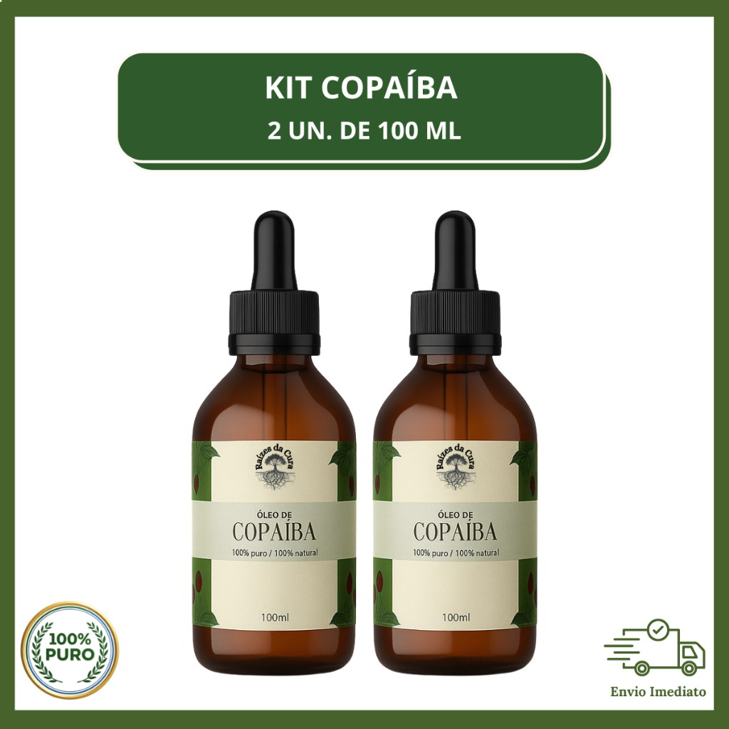 Kit 2 Óleos de Copaíba Originais da Amazônia 100% Puros Frasco de 100 ML Em Vidro Com Conta Gotas em Oferta na Shopee