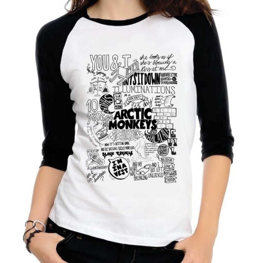 Camiseta Arctic Monkeys - Tamanho P - Manga Raglan 3/4 - Nova